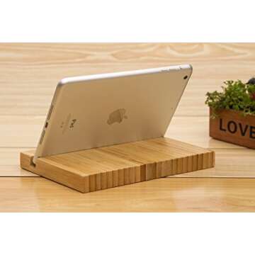 AuroTrends Desktop Stand for iPad: Portable Bamboo Tablet iPad Holder- Minimalism Style Tablets Cradle Universal Holder Stand Compatible with All iPad and Samsung Galaxy Tab(Pad)