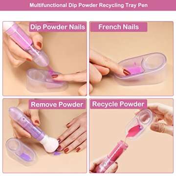 Dip Powder Recycling Tray Pen with Brush, Upgraded Mess-Free Nail Dip Powder Recycling System DIY Ma...