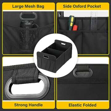 YSSOA 2 Compartments Car Organizer - Durable & Collapsible