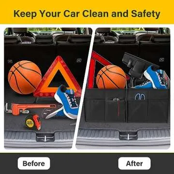 YSSOA 2 Compartments Car Organizer - Durable & Collapsible