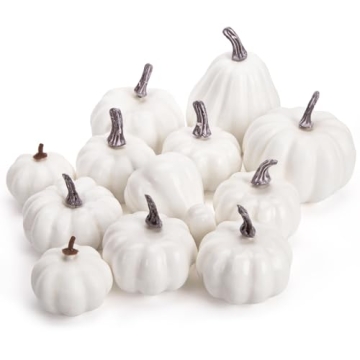 12PCS Artificial White Pumpkins for Fall Decor
