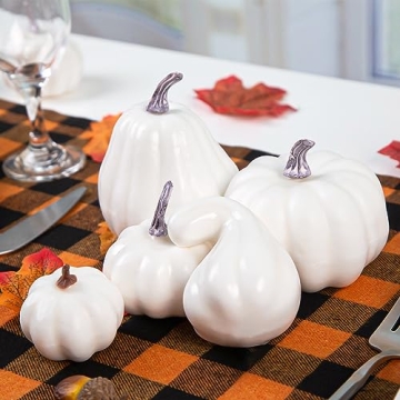 12PCS Artificial White Pumpkins for Fall Decor
