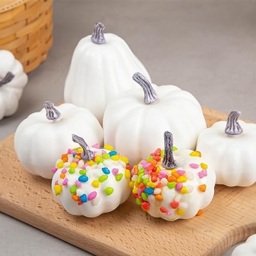 12PCS Artificial White Pumpkins for Fall Decor