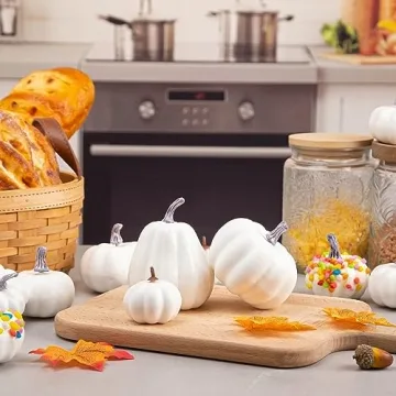 12PCS Artificial White Pumpkins for Fall Decor