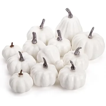 12PCS Artificial White Pumpkins for Fall Decor