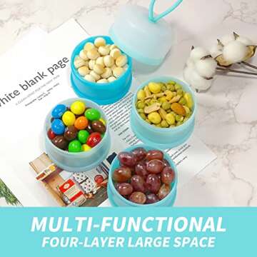 2 Pack Baby Formula Dispenser on The Go, Portable Formula Container to Go, Non-Spill Stackable BPA Free Baby & Kids Snack Containers - Blue