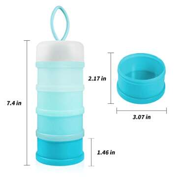 2 Pack Baby Formula Dispenser on The Go, Portable Formula Container to Go, Non-Spill Stackable BPA Free Baby & Kids Snack Containers - Blue
