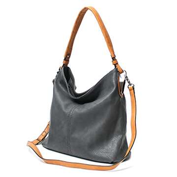 Janin Handbag Bucket Style Hobo Shoulder Bag with Extra Longer Strap