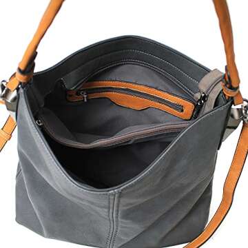 Janin Handbag Bucket Style Hobo Shoulder Bag with Extra Longer Strap