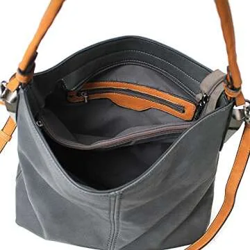 Janin Handbag Bucket Style Hobo Shoulder Bag with Extra Longer Strap