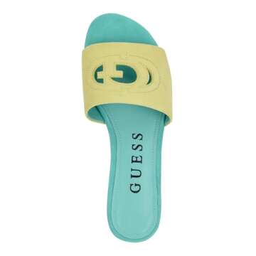 GUESS Women's Tashia Flat Sandal, Lime 330, 8