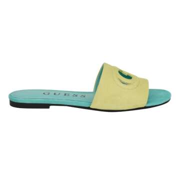 GUESS Women's Tashia Flat Sandal, Lime 330, 8
