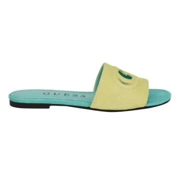 GUESS Women's Tashia Flat Sandal, Lime 330, 8