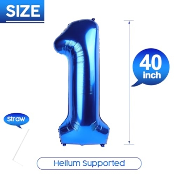 40 Inch Metallic Blue Birthday Number Balloon for Parties