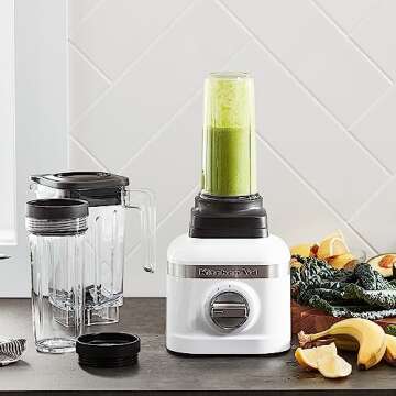 KitchenAid K150 3 Speed Ice Crushing Blender with 2 Personal Blender Jars - KSB1332Y - White, 48 oz
