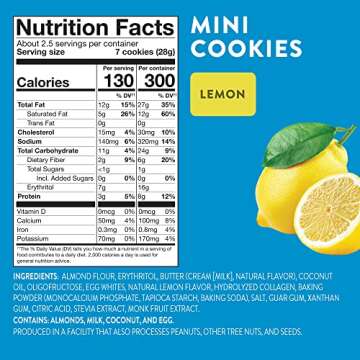 HighKey Sugar Free Cookies Lemon Shortbread Cookies - Keto Snack Diabetic Snacks Low Carb Butter Cookie Gluten Free Desserts Healthy Food Diet Friendly No Sugar Almond Flour Sweet Treats 2.25oz 3-Pack