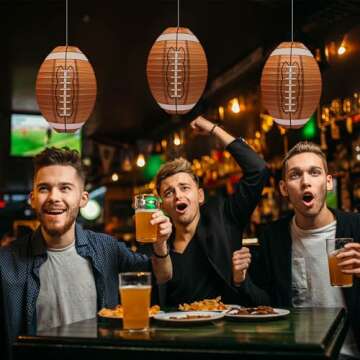 YHNTGB 4 Set 12 Inch Football Paper Lantern Set with Base Rugby Party Centerpieces for Table Suitable for Sports Game Kids Birthday Supplies Creative Decorations