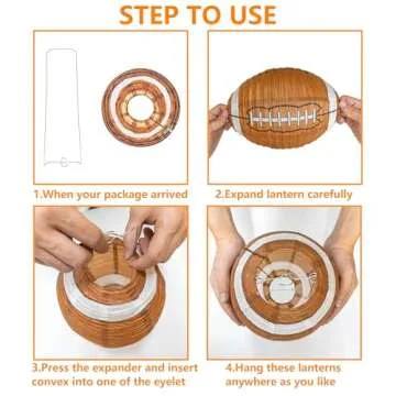 YHNTGB 4 Set 12 Inch Football Paper Lantern Set with Base Rugby Party Centerpieces for Table Suitable for Sports Game Kids Birthday Supplies Creative Decorations