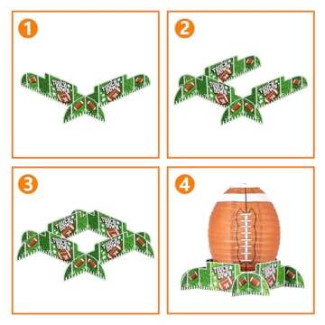 YHNTGB 4 Set 12 Inch Football Paper Lantern Set with Base Rugby Party Centerpieces for Table Suitable for Sports Game Kids Birthday Supplies Creative Decorations