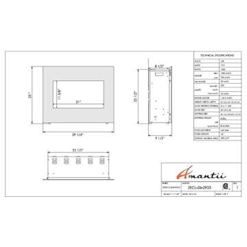 Amantii ZECL-26-2923 Zero Clearance Electric Fireplace