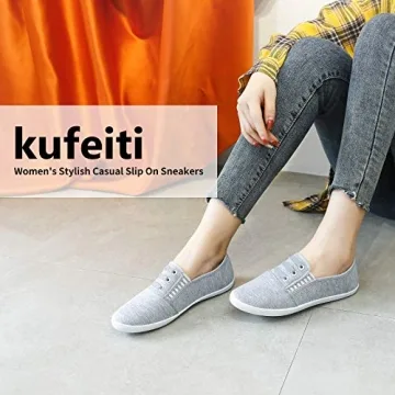 Kufeiti Women's Stylish Canvas Sneakers - Grey, Comfy Fit