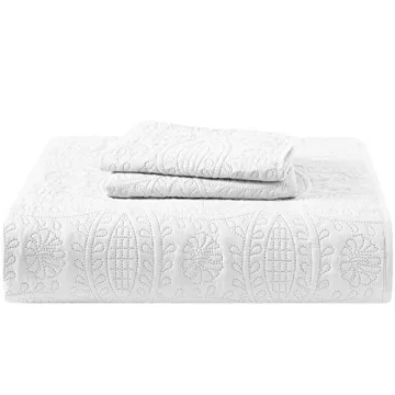 Mellanni King Bedspread Coverlet Set - Bedding Cover with Shams - Ultrasonic Quilting Technology - 3 Piece Oversized Quilt Set - Bedspreads & Coverlets (King, White)