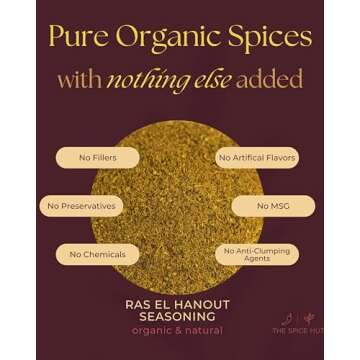 Ras El Hanout Seasoning, Organic Authentic North African Spice Blend, 2 Oz, Salt Free, Small Pouch, The Spice Hut
