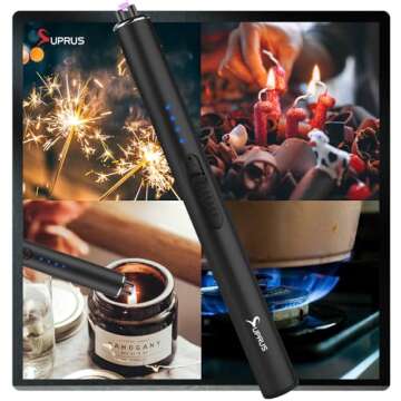SUPRUS Electric Lighter Arc Windproof Flameless USB Lighter Rechargeable Lighter with Safety Lock (Black)