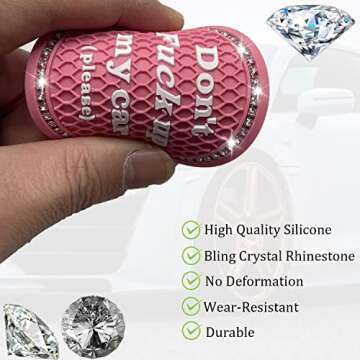 Smeyta Car Cup Coaster 2 Pack,Bling Car Accessories Interior,Universal Car Cup Holder,Car Cup Holder Insert Coasters for Car/SUV/Truck(Pink,2PC)