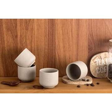 SYJAN HOME Ceramic teacups set of 4,No Handle Chinese KungFu Tea cups,3.5oz Teacups Japanese Teacup Set,Ceramic Tea Cup,4Pcs