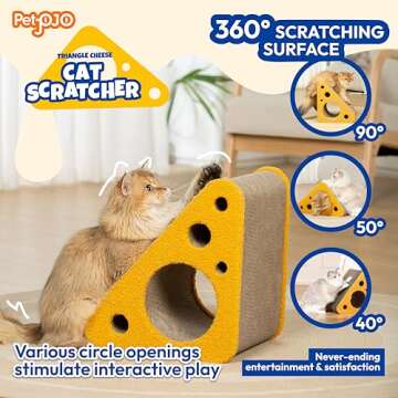 Pet JoJo 360° Reversible Cat Scratching Post, Cat Scratchers Indoor Cats, Premium Cardboard Cat Scr...