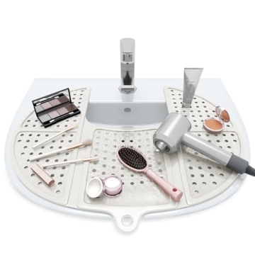 Sink Topper Foldable Sink Cover - Silicone Beauty Makeup Brush Cleaning Mat Hot Tools Organizer - Ex...
