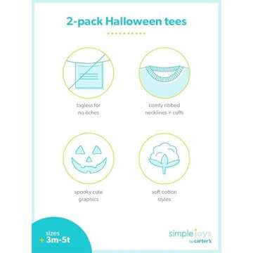 Simple Joys by Carter's Toddler Boys' Halloween Long-Sleeve Tees, Pack of 2, Halloween Pumpkin Print/Skeleton, 5T