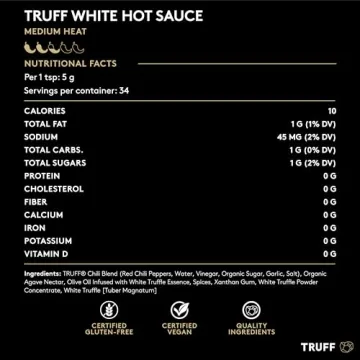 TRUFF White Truffle Hot Sauce, Gourmet Hot Sauce with Ripe Chili Peppers, Agave Nectar, White Truffle Oil and Coriander, a Limited Flavor Experience in a Bottle, 6 Oz