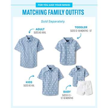 The Children's Place Family Matching Short Sleeve Button Down Shirt for Dad and Son, Boys' Western P...