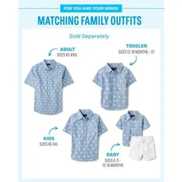 The Children's Place Family Matching Short Sleeve Button Down Shirt for Dad and Son, Boys' Western P...
