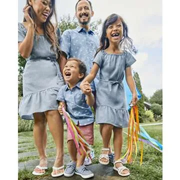 Family Matching Short Sleeve Button Down Shirt, Dad and Son