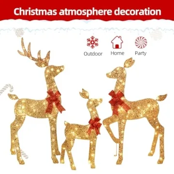 Christmas Deer Family Set with 145 LED Lights