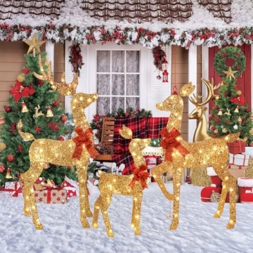 Christmas Deer Family Set with 145 LED Lights