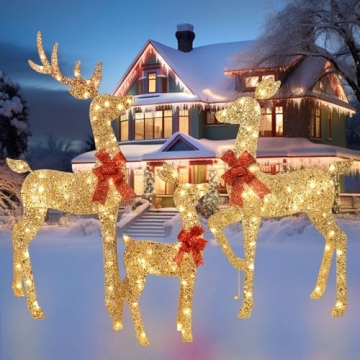 Christmas Deer Family Set with 145 LED Lights
