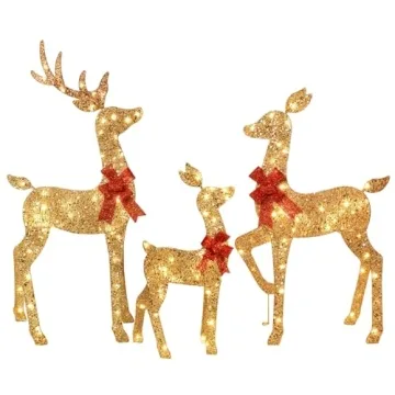 Christmas Deer Family Set with 145 LED Lights