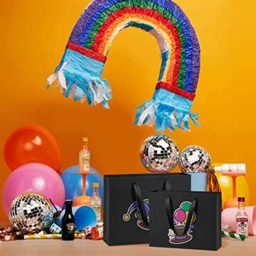 BagDream Black Gift Bags 25 Pack 10.6x3.1x8.3 Heavy Duty Kraft Paper Bags with Handles for Boutique, Wedding Party Favor Bags, Grocery Retail Merchandise Bags Medium Gift Paper Sacks