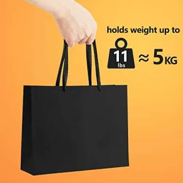BagDream Black Gift Bags 25 Pack 10.6x3.1x8.3 Heavy Duty Kraft Paper Bags with Handles for Boutique, Wedding Party Favor Bags, Grocery Retail Merchandise Bags Medium Gift Paper Sacks