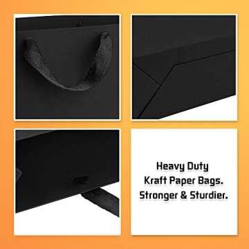 BagDream Black Gift Bags 25 Pack 10.6x3.1x8.3 Heavy Duty Kraft Paper Bags with Handles for Boutique, Wedding Party Favor Bags, Grocery Retail Merchandise Bags Medium Gift Paper Sacks