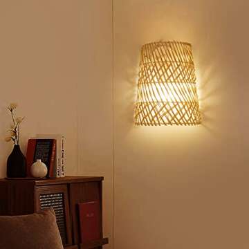 Arturesthome Retro Bohemian Sconce Lights for Corridor, Natural Rattan Woven Rustic Wall Lamps Lamps...