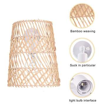 Arturesthome Retro Bohemian Sconce Lights for Corridor, Natural Rattan Woven Rustic Wall Lamps Lampshade Home Shop Deco