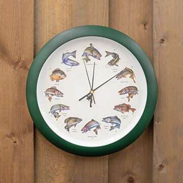 Mark Feldstein Splashing Gamefish Hourly Fishing Sounds Wall/Desk Clock, 13 Inch