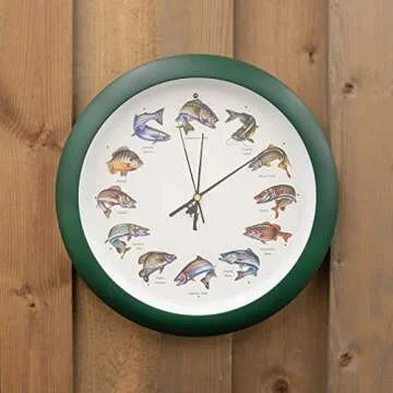 Mark Feldstein Splashing Gamefish Hourly Fishing Sounds Wall/Desk Clock, 13 Inch