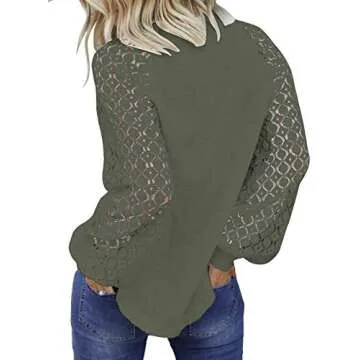 Chic MIHOLL Women's Long Sleeve Lace Casual Blouse Tops