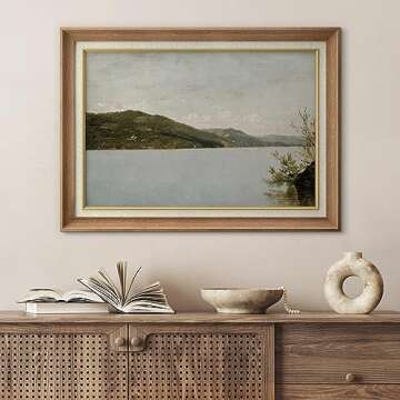 SIGNFORD Premium Framed Wall Art Print Green Mountain Range Storm Cloud Island Nature Wilderness Fin...